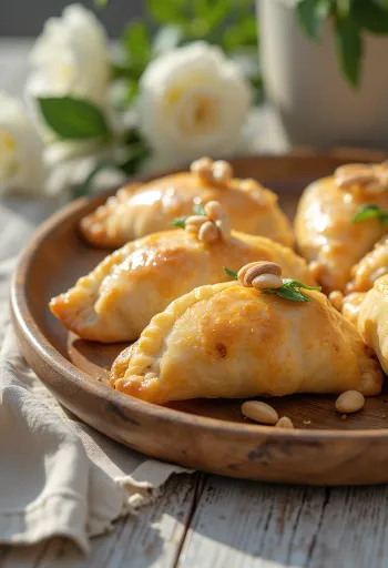 Empanada hạt thông bày biện đẹp mắt
