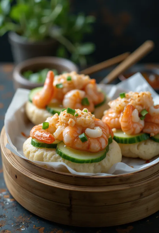Bánh bao tôm phục vụ tươi