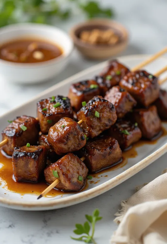 Bò Satay, thịt bò nướng ướp sốt đậu phộng