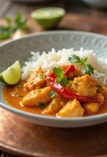 Gà nấu nước cốt dừa kiểu Thái thơm lừng, ăn kèm cơm trắng