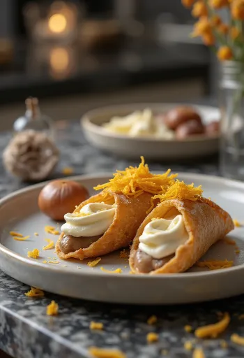 Cannoli hạt dẻ được bày biện