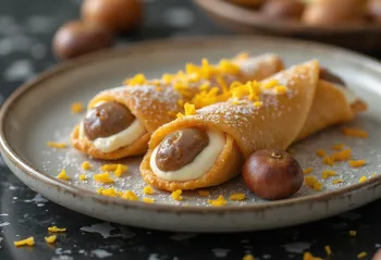 Cannoli hạt dẻ được bày biện
