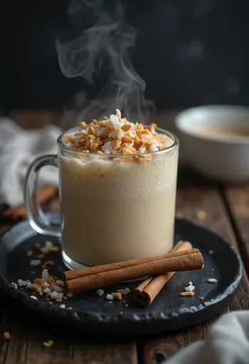 Cider dừa được phục vụ trong ly