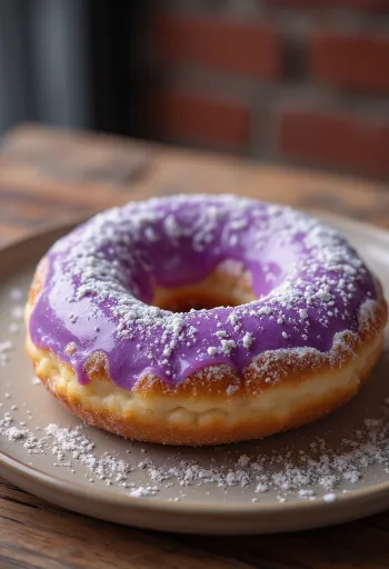 Bánh rán poi tím phủ đường bột