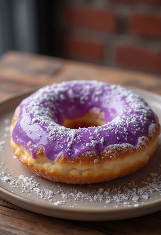 Bánh rán poi tím phủ đường bột