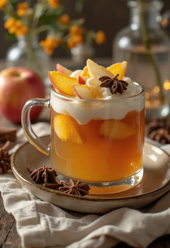 Cider táo nóng phục vụ trong ly