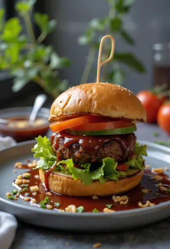 Burger BBQ chay với rau tươi