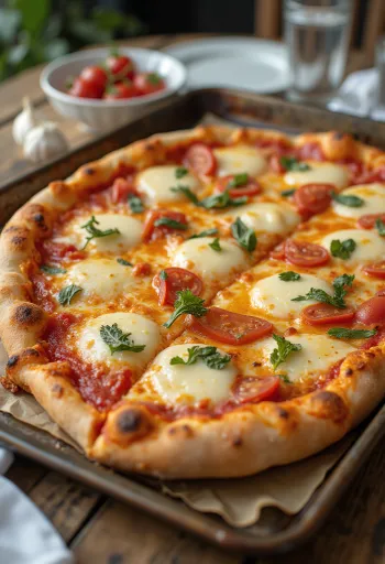 Grandma pizza hình chữ nhật với phô mai