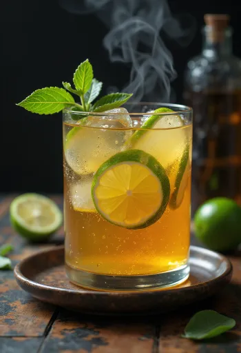 Cider chanh xanh được phục vụ trong ly