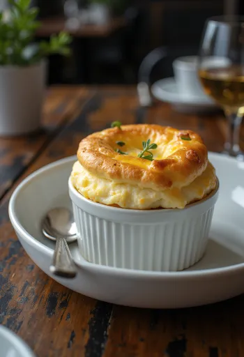 Soufflé phô mai tỏi được phục vụ
