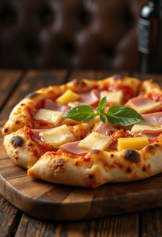 Hawaiian pizza với dứa và giăm bông