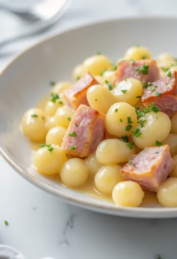 Gnocchi sốt kem giăm bông được bày biện