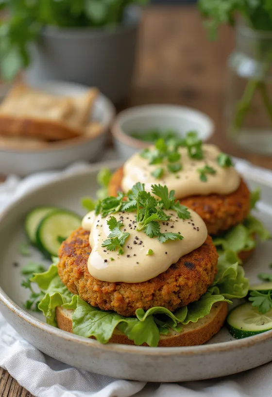 Burger Falafel được bày biện