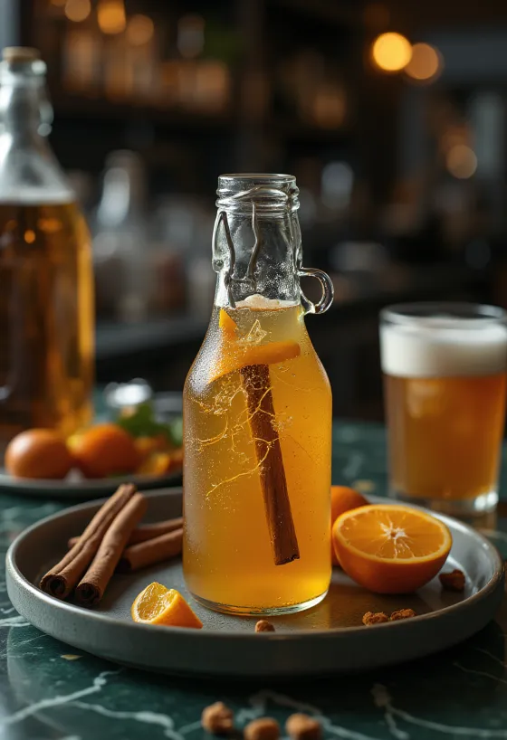 Cider gia vị phục vụ trong chai