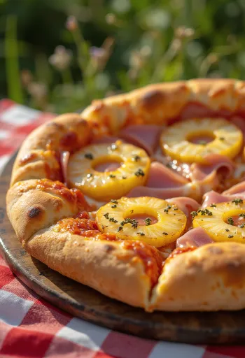 Pizza Hawaii cổ điển với dứa và giăm bông