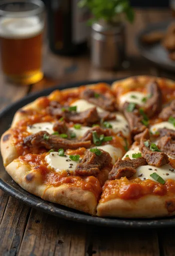 Korean Bulgogi Pizza với thịt bò và sốt gochujang