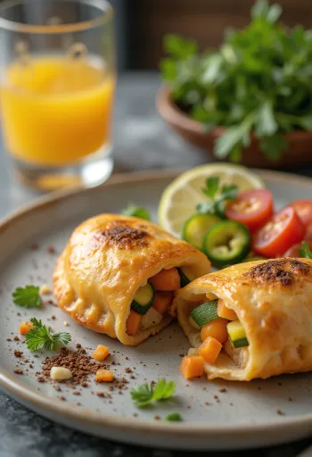 Chilean Empanada de Verduras, bánh empanada nhân rau củ, vỏ bánh vàng nâu