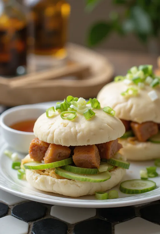 Món bao bun chorizo được bày biện