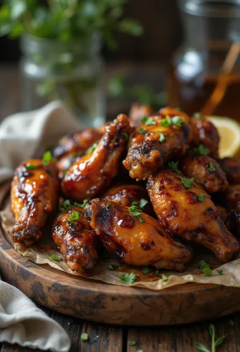 Cánh gà sốt mật ong ngọt được bày biện