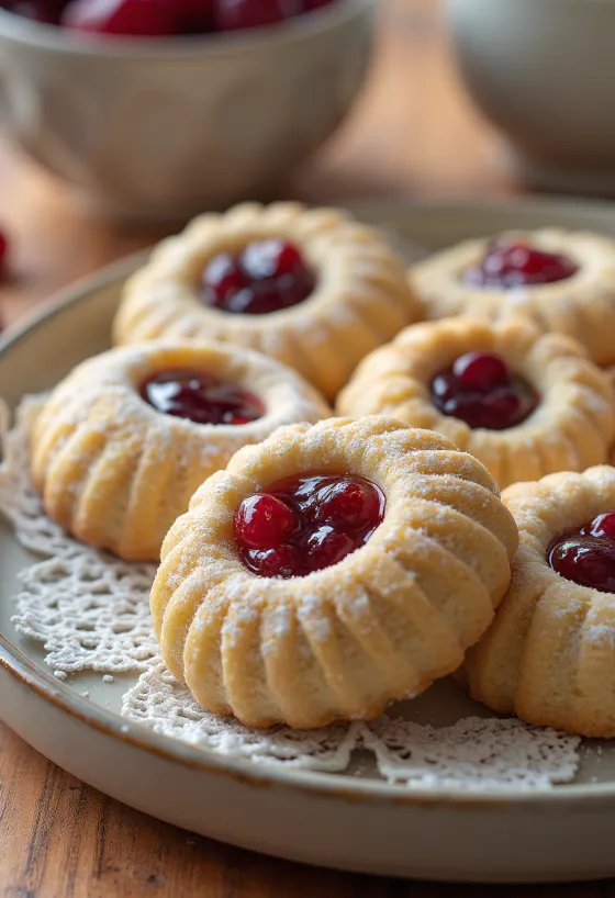 Bánh Linzer vani quế được phục vụ