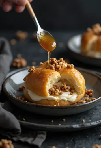 Bánh bao kẹo hạt giòn mật ong được bày ra đĩa