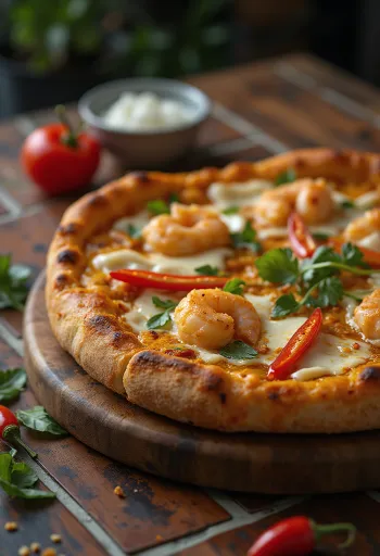 Laksa pizza với gia vị Malaysia và tôm