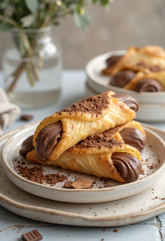 Món tráng miệng Cannoli sô cô la quế được bày biện