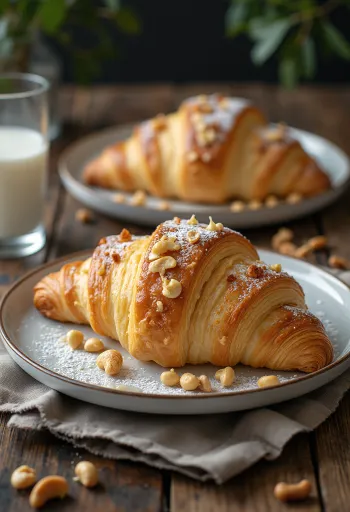 Croissant hạt điều trên đĩa