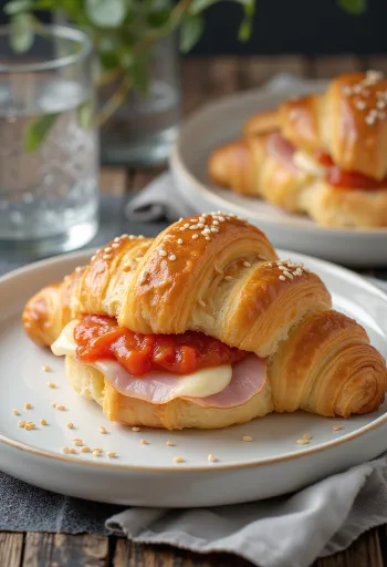 Croissant sốt cà chua trên đĩa