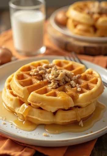 Bánh waffle mật ong với trái cây tươi và mật ong