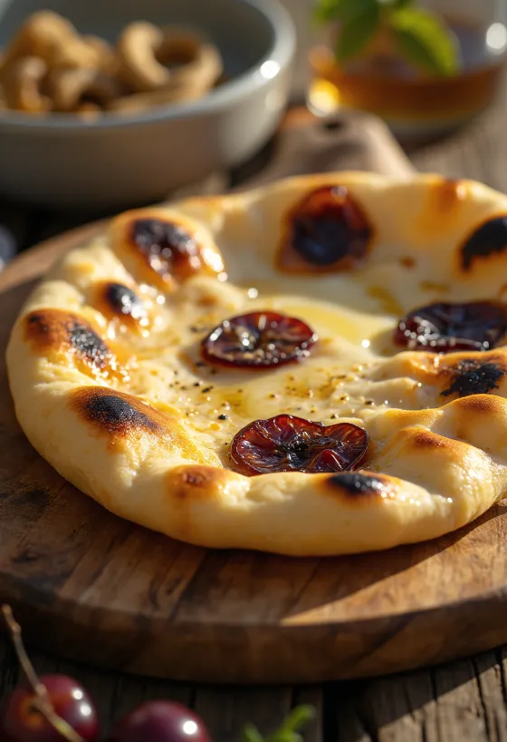 Bánh mì Naan nhân mận được phục vụ