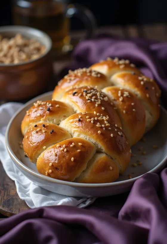 Bánh mì tết thừng Challah vàng rực