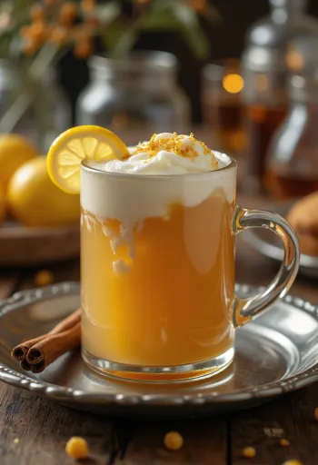 Cider hoa đoạn phục vụ trong ly