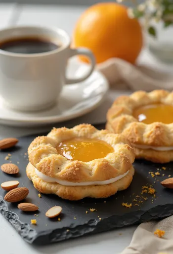 Bánh quy linzer hạnh nhân cam được bày biện