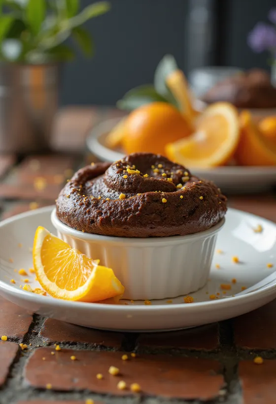 Bánh soufflé socola hoa cam thơm lừng