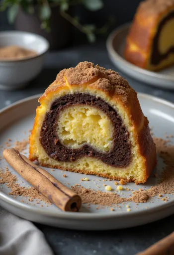 Bánh Gugelhupf sô cô la quế được phục vụ