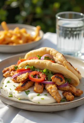 Gyros gà phục vụ trong bánh pita