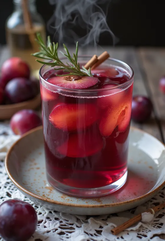 Cider mận phục vụ trong ly