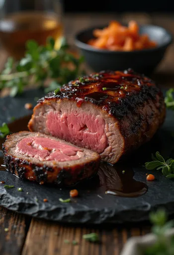 Thăn ngoại bò hun khói BBQ được phục vụ