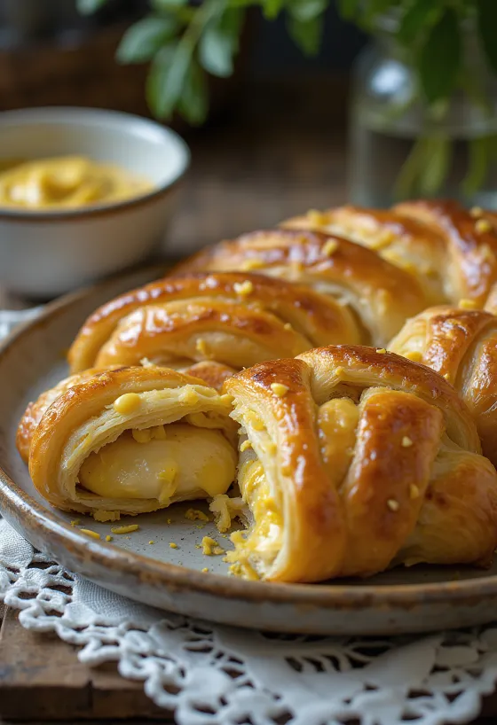Burek gà sốt mù tạt nướng vàng nâu