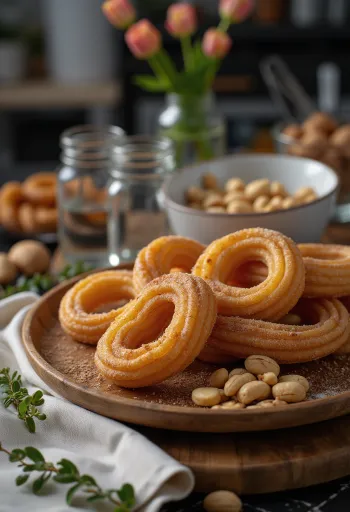 Churros với đậu phộng rang, churros giòn rắc đậu phộng