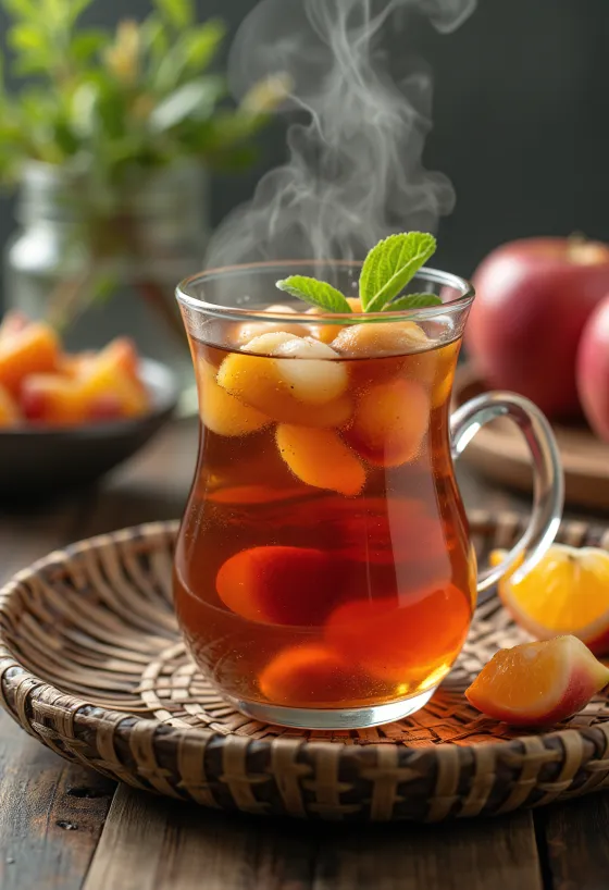 Trà trái cây tự làm với trái cây tươi và bạc hà