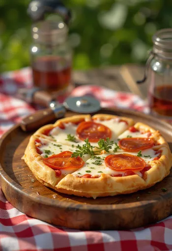 Bánh Waffle Pizza được bày biện