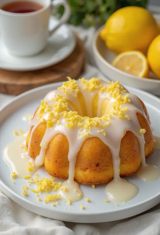 Bánh Kuglof quế chanh được bày ra đĩa