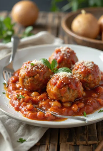 Thịt viên sốt cà chua phục vụ nóng hổi