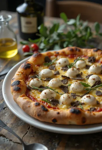 Pizza al Tartufo với nấm truffle và phô mai Ý