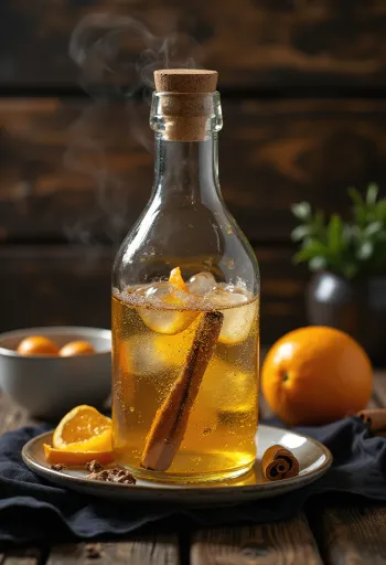 Cider ngọt kiểu Mỹ trong ly với gia vị