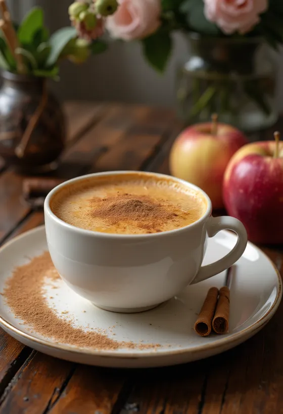 Cider bánh táo quế nóng trong cốc