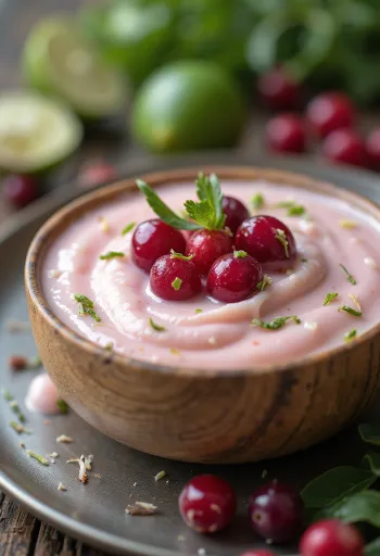 Sốt chanh nam việt quất nước cốt dừa được bày ra đĩa