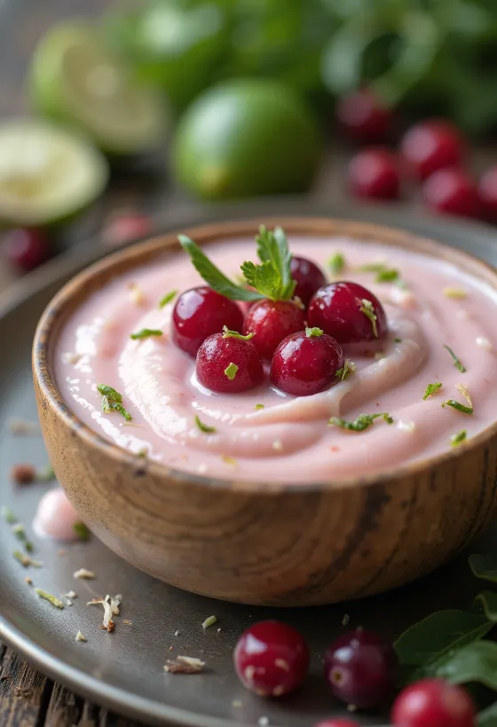 Sốt chanh nam việt quất nước cốt dừa được bày ra đĩa